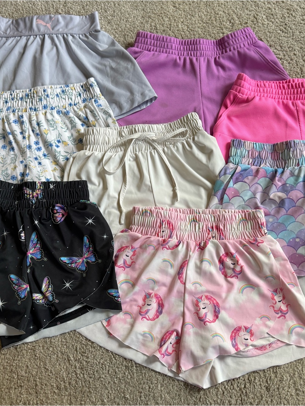Puma Girls' Light Gray and Pink Assorted Shorts Bundle